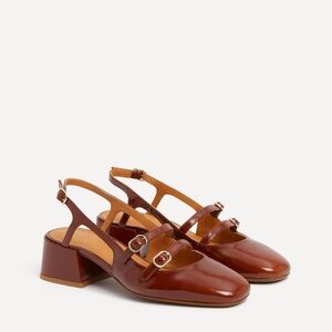Sezane | PAULA BABIES Patent Polished Camel Slingback Heels | Leather